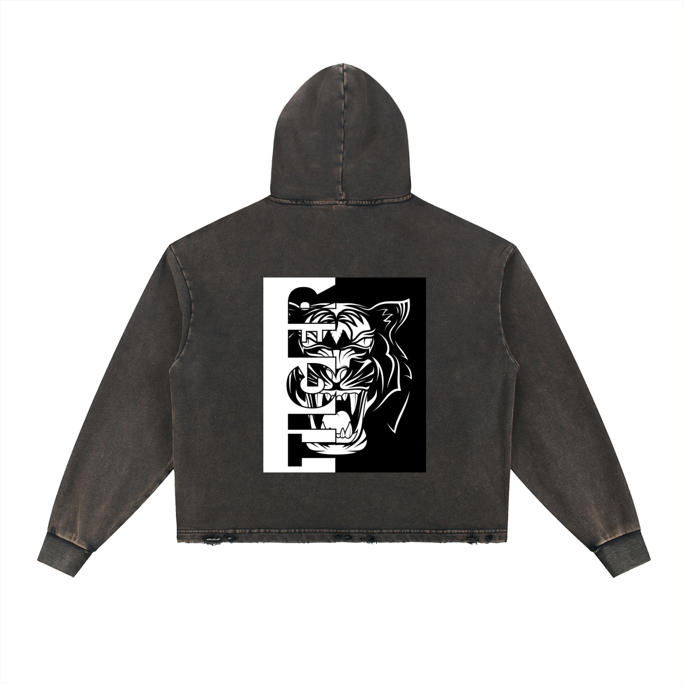 Vintage Washed Frayed-Hem Hoodie