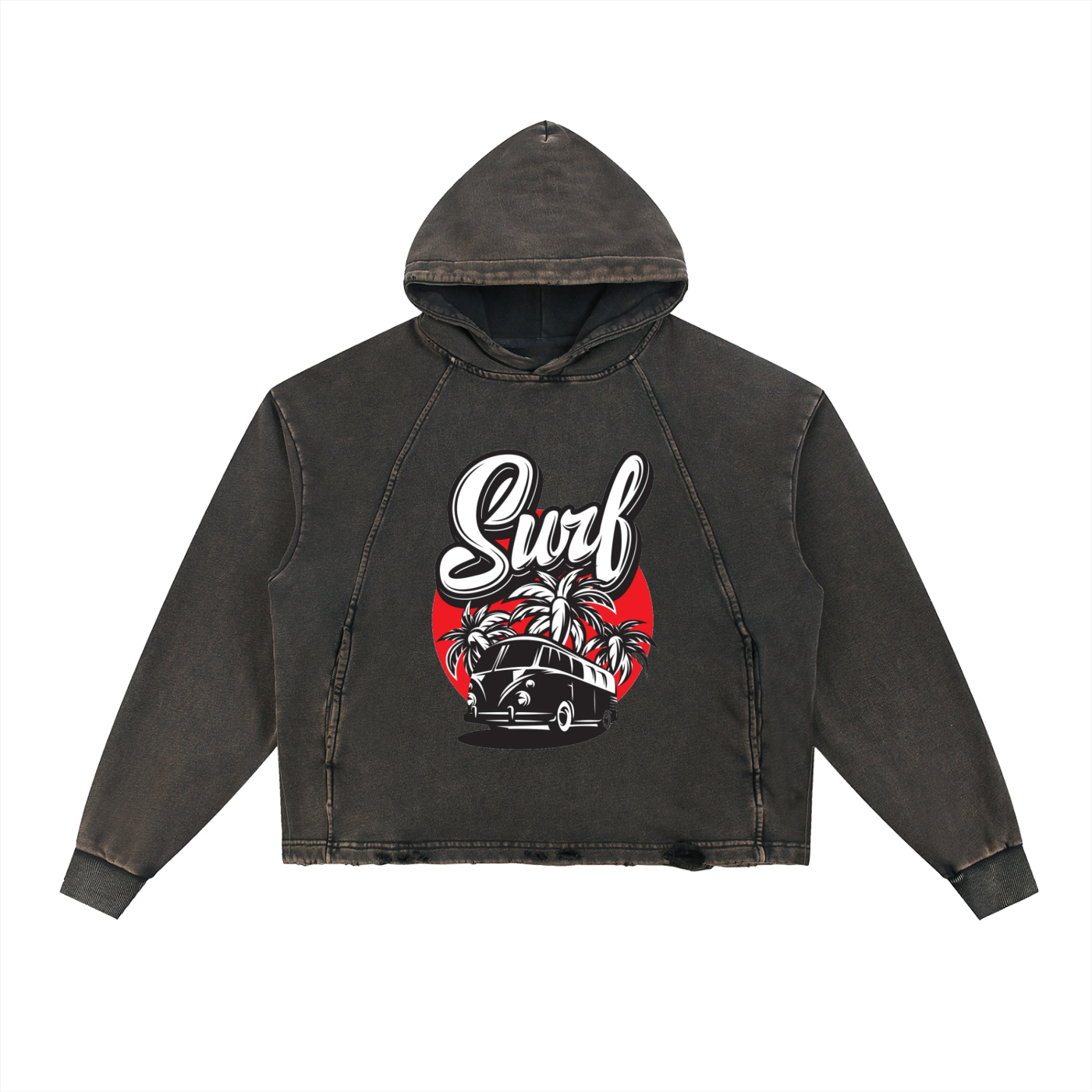 Vintage Washed Frayed-Hem Hoodie