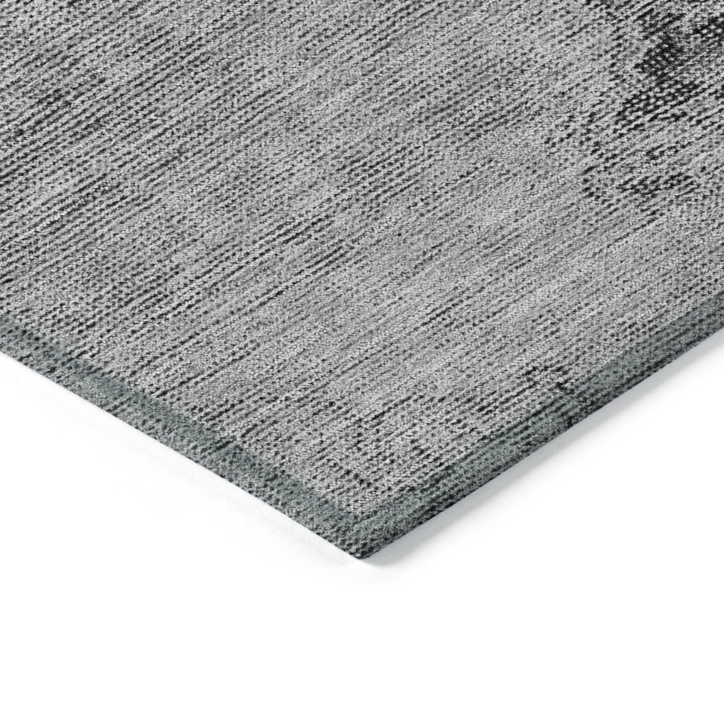 10' X 14' Gray Silver And Charcoal Oriental Washable Indoor Outdoor Area Rug-3