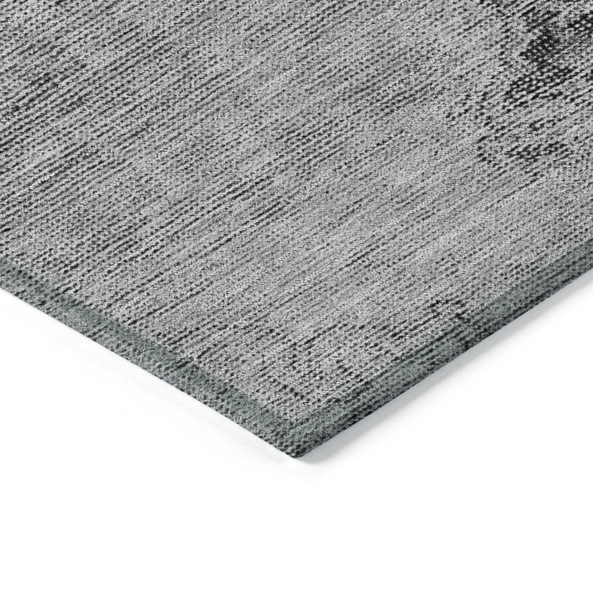 10' X 14' Gray Silver And Charcoal Oriental Washable Indoor Outdoor Area Rug-3