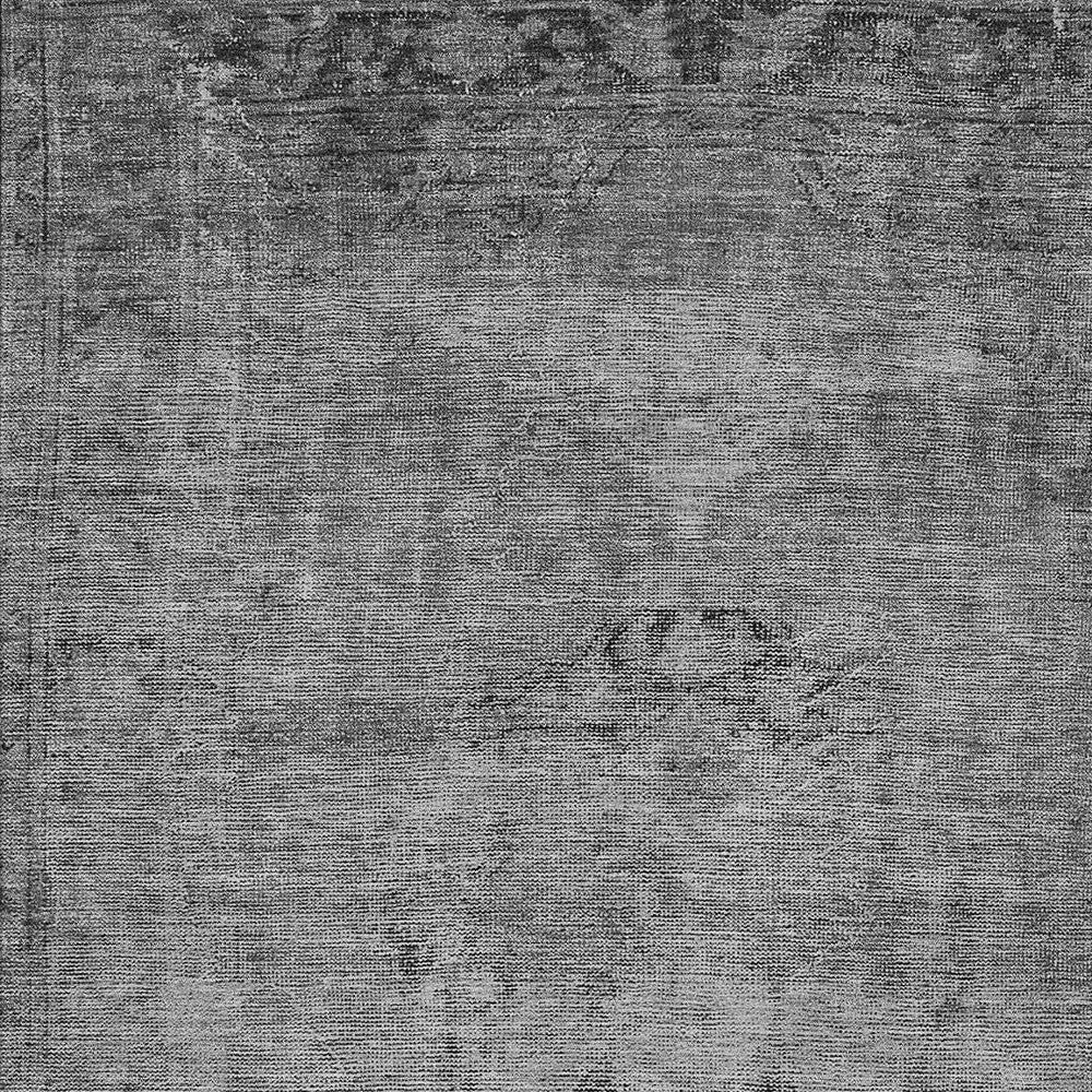 10' X 14' Gray Silver And Charcoal Oriental Washable Indoor Outdoor Area Rug-4