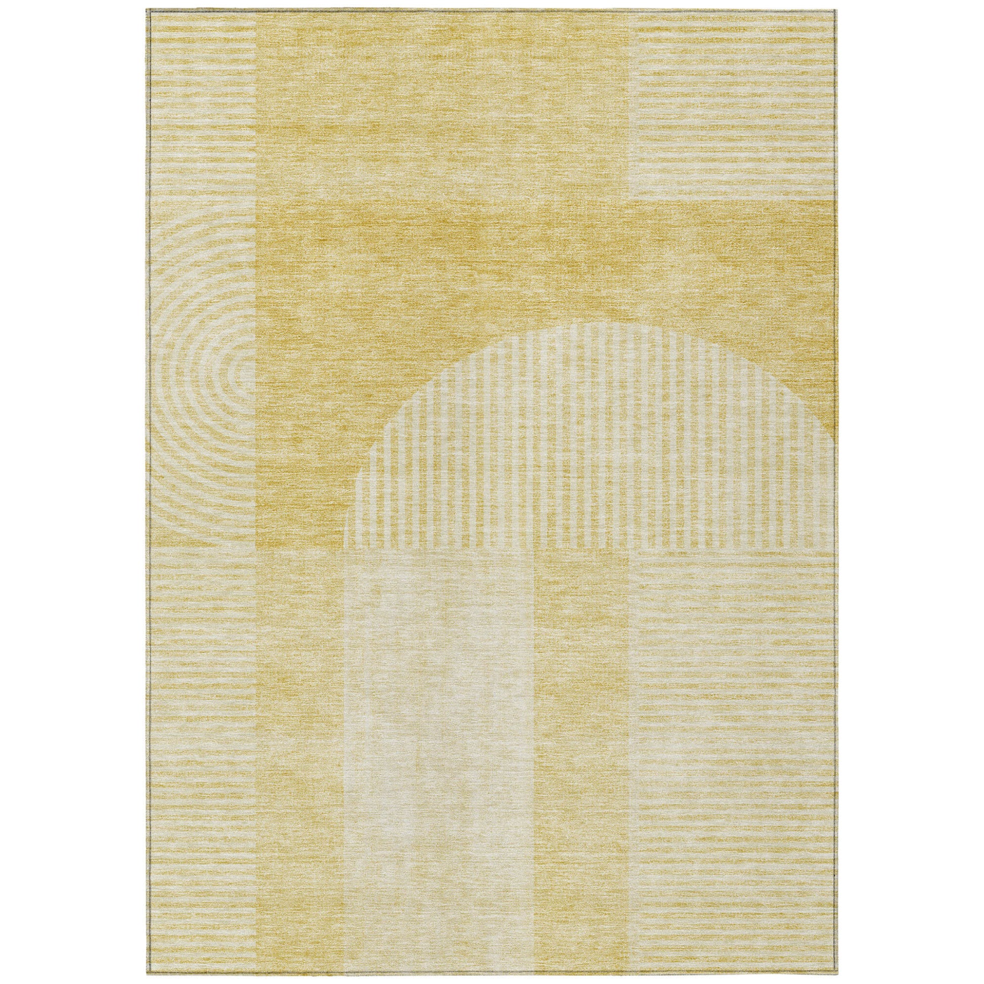 9' X 12' Gold Ivory And Yellow Geometric Washable Indoor Outdoor Area Rug-1
