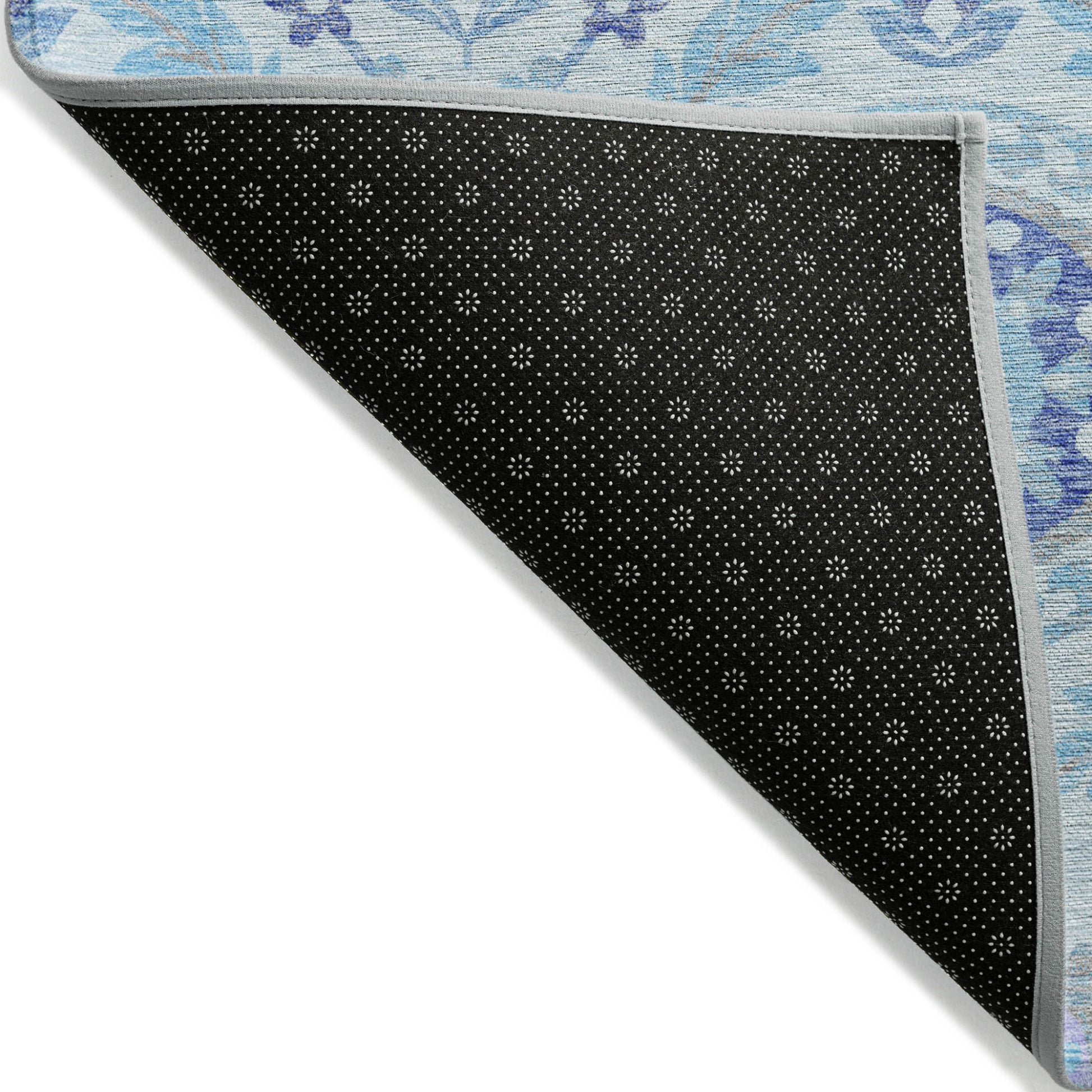 5' X 8' Sky Blue And Lavender Floral Washable Indoor Outdoor Area Rug-2