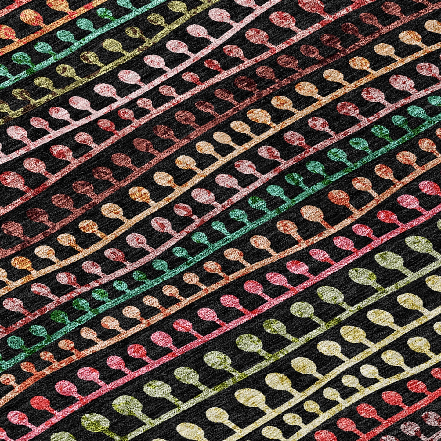 5' X 8' Black Green And Gold Striped Washable Indoor Outdoor Area Rug-4