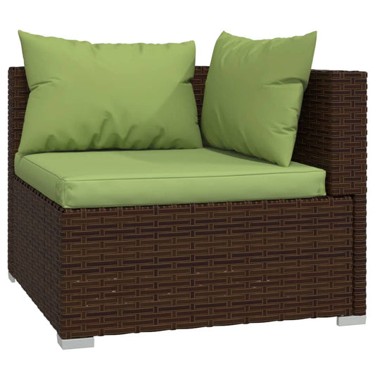 vidaXL 13 Piece Patio Lounge Set with Cushions Poly Rattan Brown-1