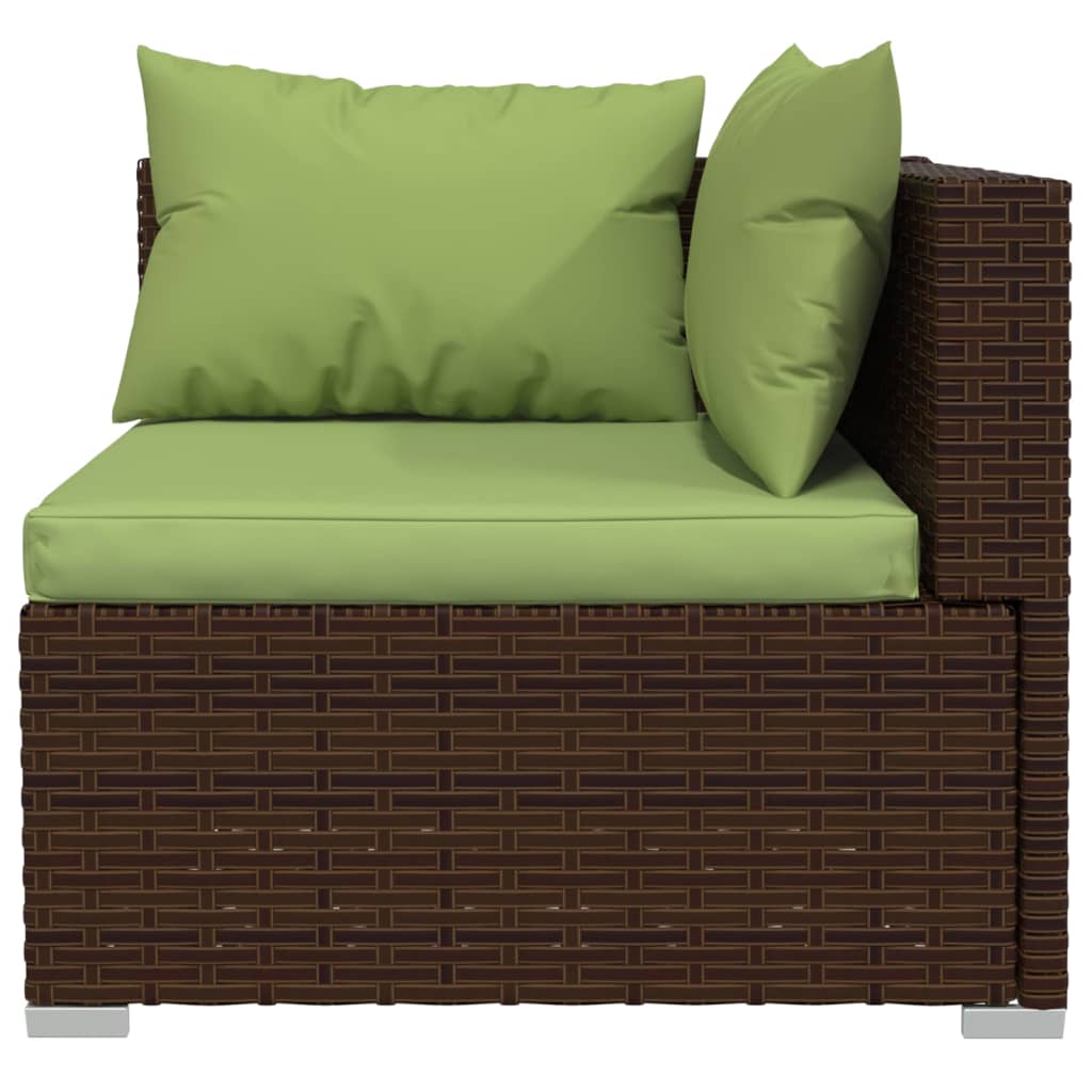 vidaXL 13 Piece Patio Lounge Set with Cushions Poly Rattan Brown-2