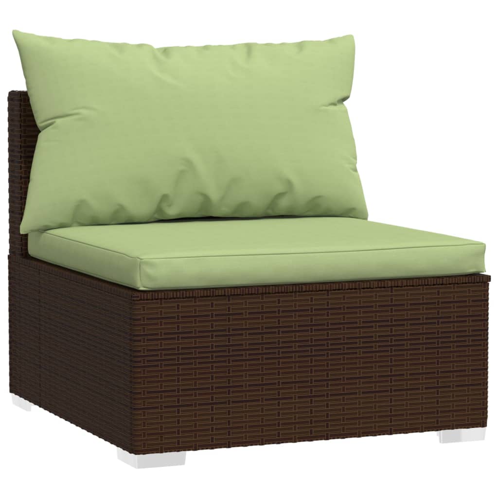 vidaXL 13 Piece Patio Lounge Set with Cushions Poly Rattan Brown-3