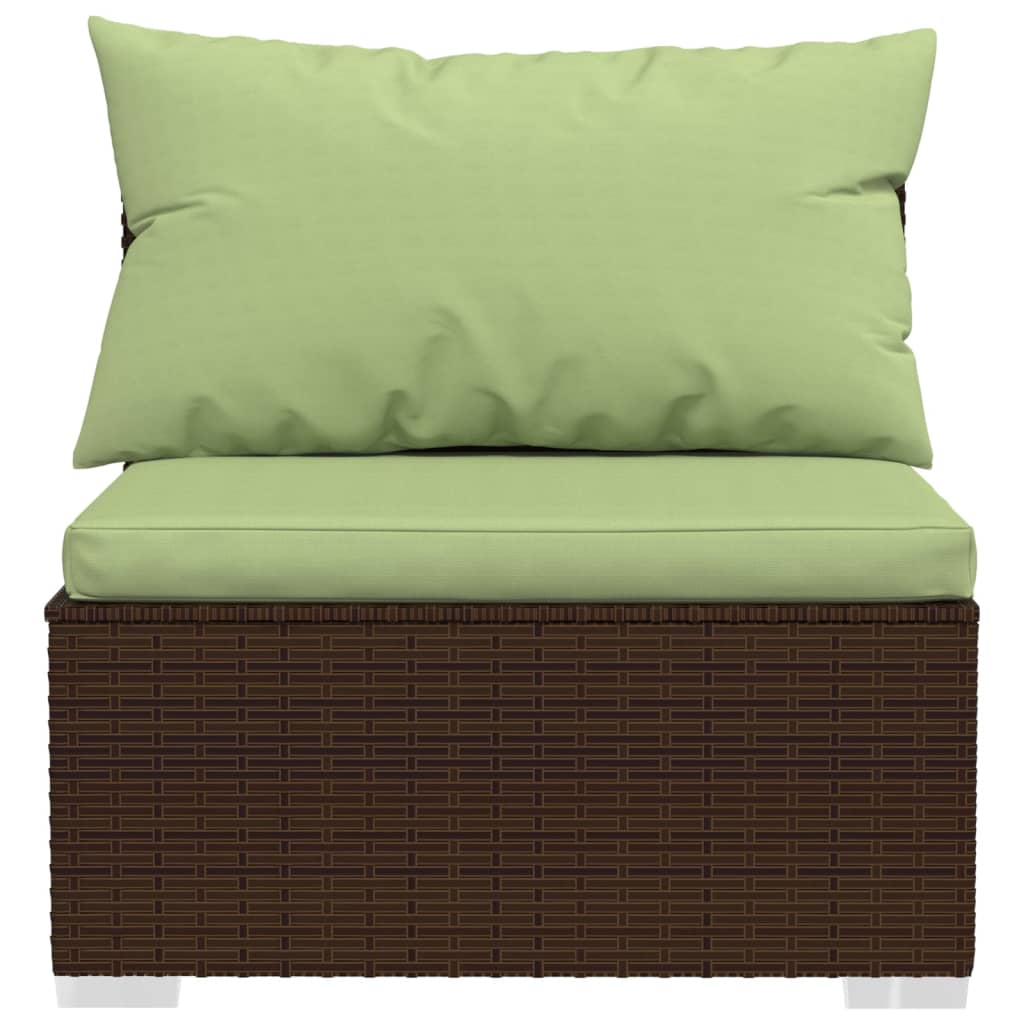 vidaXL 13 Piece Patio Lounge Set with Cushions Poly Rattan Brown-4