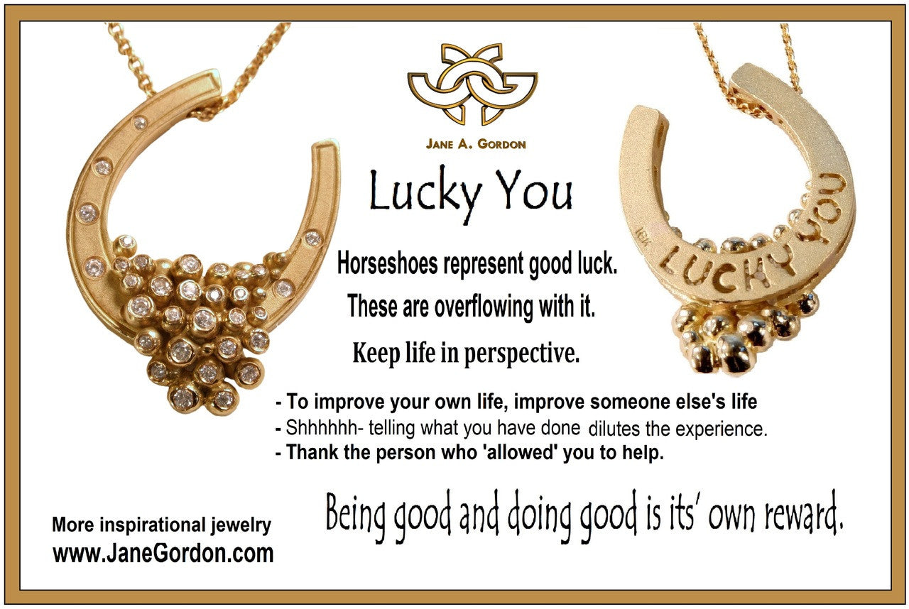 "Lucky You" Equestrian Horseshoe Necklace-Sterling silver, one diamond dot.-1