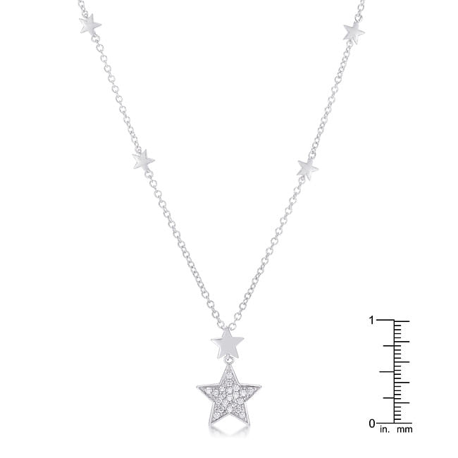 .32Ct Rhodium Star Necklace with Shimmering CZ-2