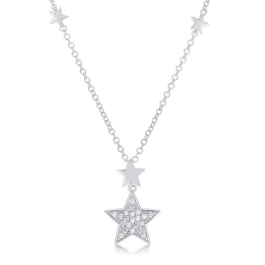 .32Ct Rhodium Star Necklace with Shimmering CZ-0