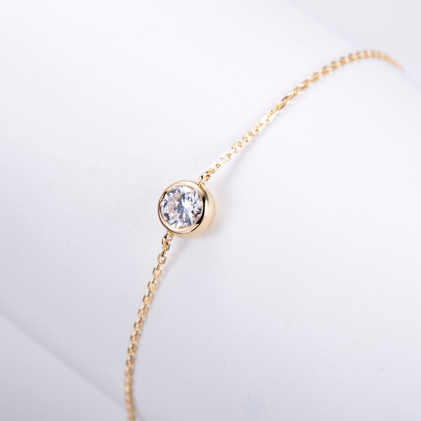 Bezel Set Round Diamond Bracelets 0.5 Carats - 14k Solid Gold-0