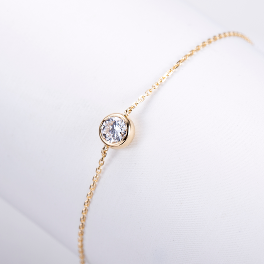 Bezel Set Round Diamond Bracelets 0.5 Carats - 14k Solid Gold-0