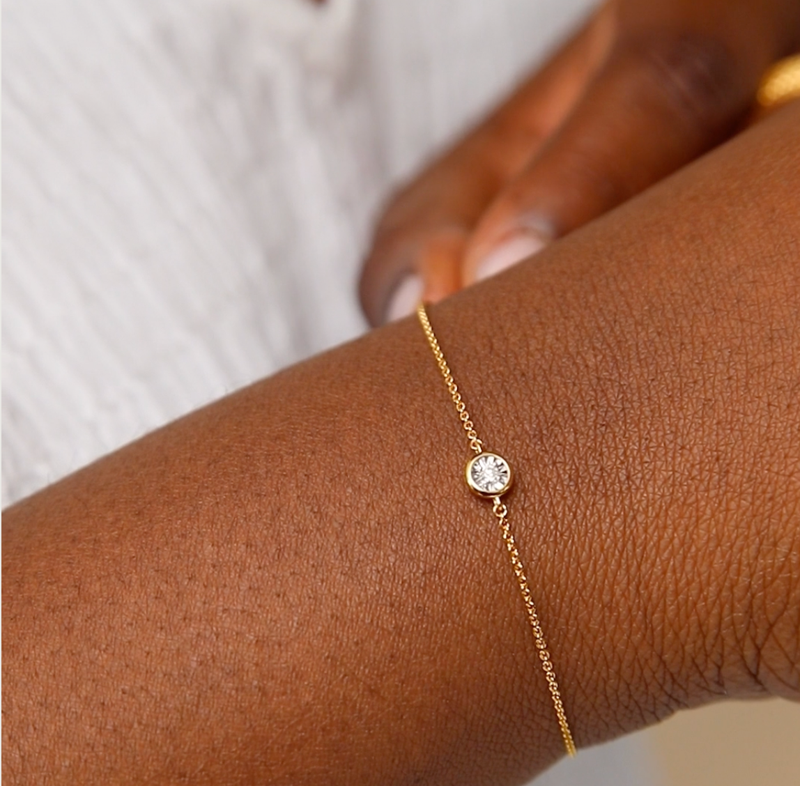 Bezel Set Round Diamond Bracelets 0.5 Carats - 14k Solid Gold-3